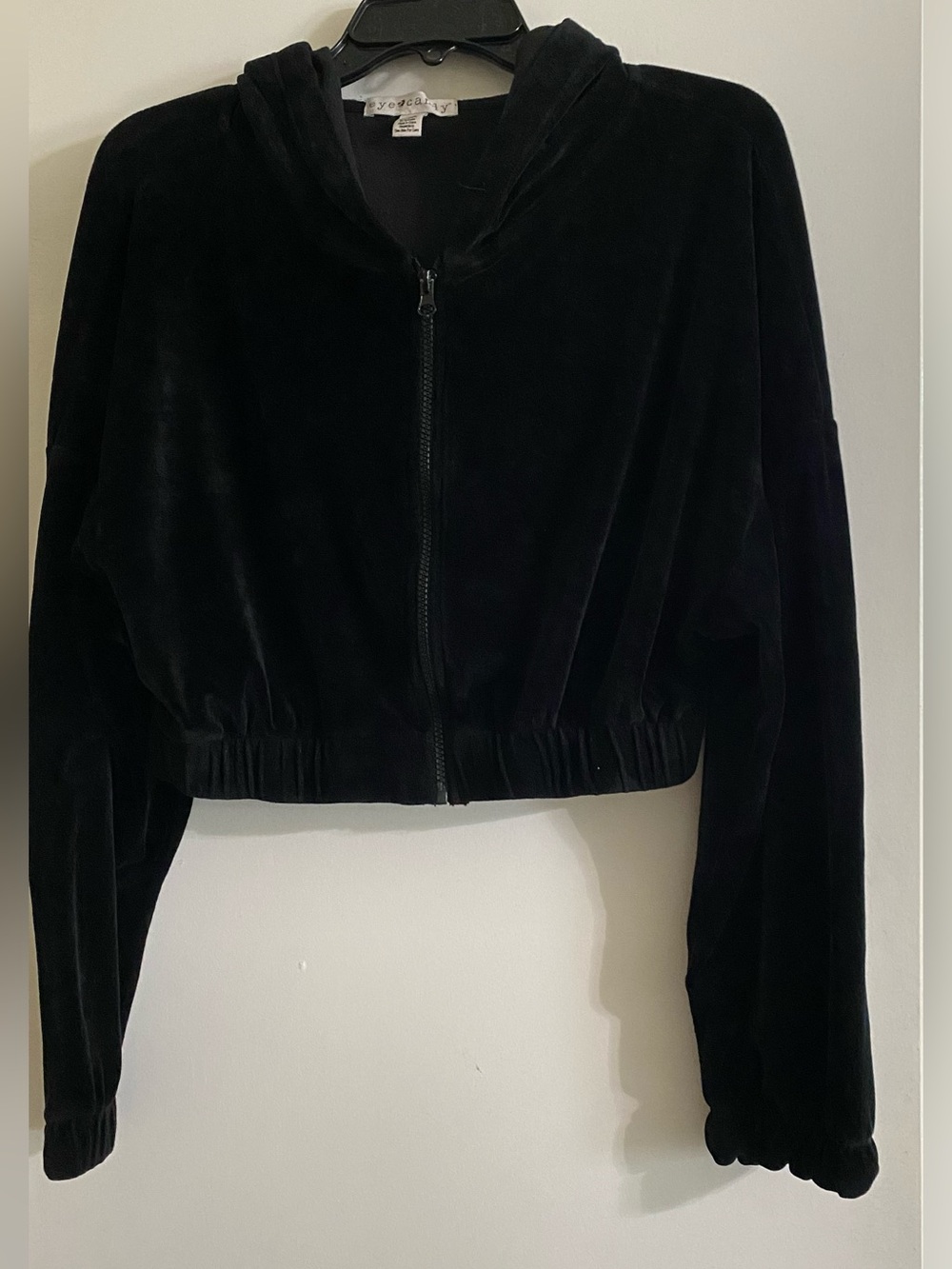 eye candy Black Velour Bomber Hoodie Jacket - Picture 1 of 11